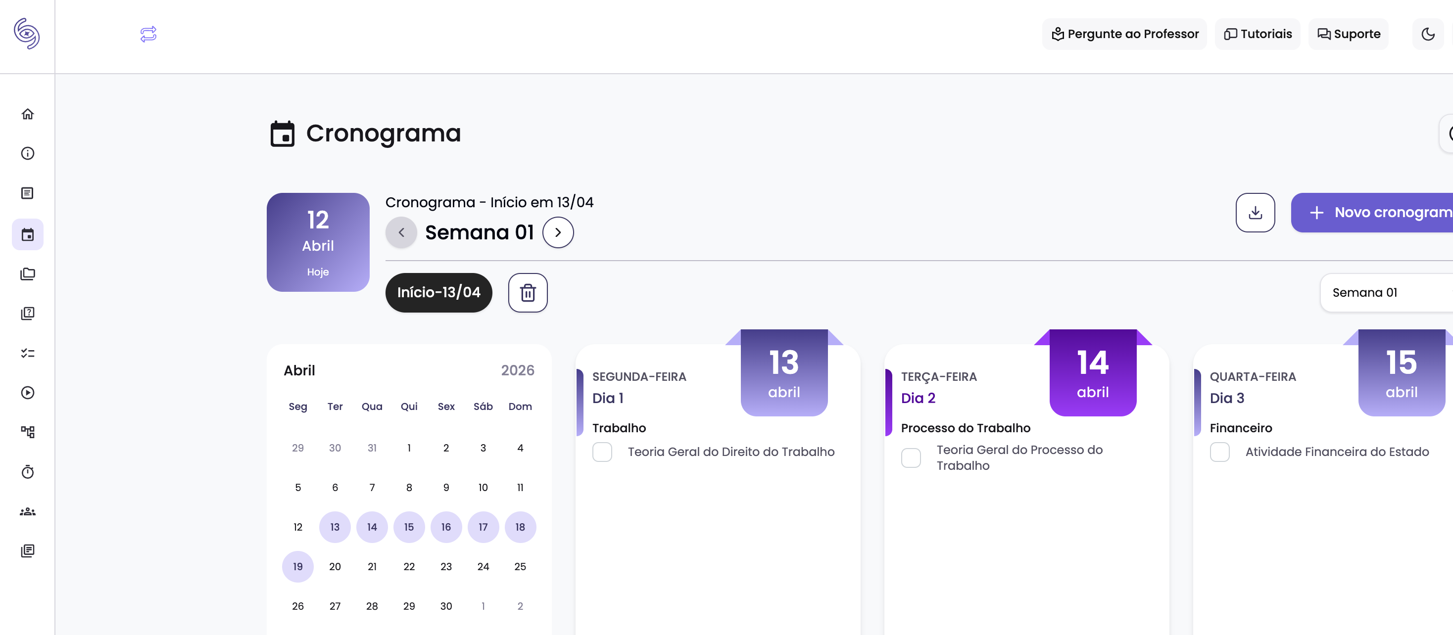 Cronograma inteligente e personalizável, que se adapta à sua rotina e define a melhor estratégia de estudos.